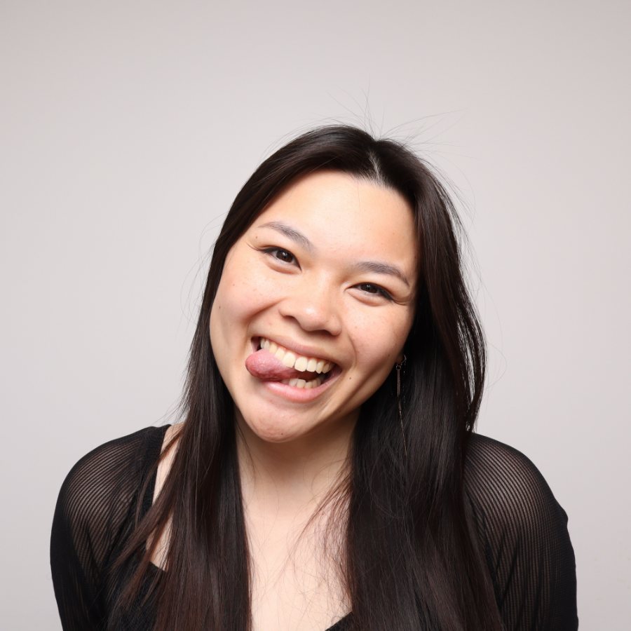A guest laughing in the Stella Booth